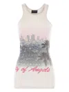 Balenciaga Printed Ribbed Cotton-jersey Tank In Pink
