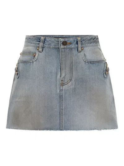 Balenciaga Urban Style Skirt With Pockets And Loops In Blue