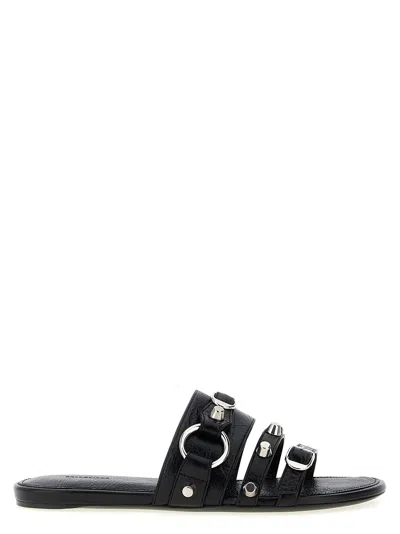 Balenciaga City Leather Mules In Black