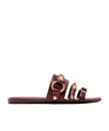 Balenciaga Grape Leather City Slippers In Burgundy