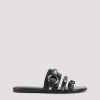 Balenciaga City Leather Triple-band Slide Sandals In Black