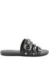 Balenciaga City Nappa Leather Flat Slides In Black