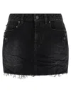 Balenciaga Washed Black City Mini Denim Skirt In Black