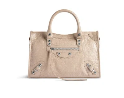 Balenciaga City Small Leather Handbag In Nude