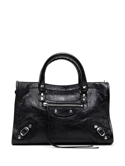 Balenciaga City Small Leather Handbag In Black