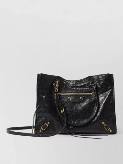 Balenciaga City Small Tote Bag Arena Leather In Black