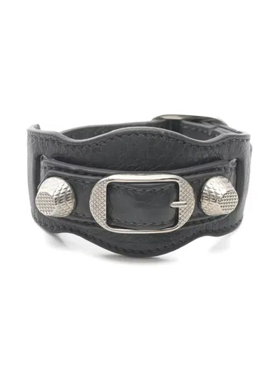 Pre-owned Balenciaga City Studded Bracelet In Silver