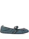 Balenciaga Denim Ballerina Shoes Buckle Detail In Blue