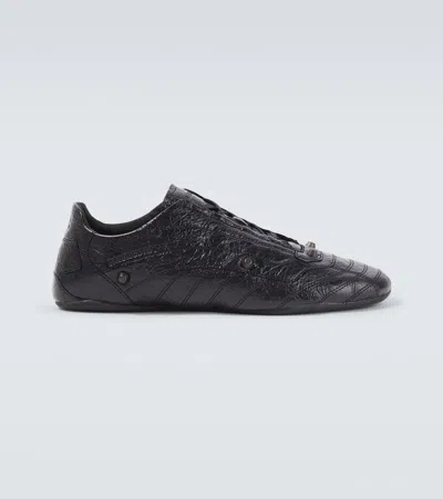 Balenciaga City Studded Leather Sneakers In Black