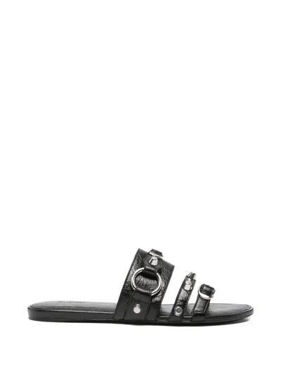 Pre-owned Balenciaga City Studded Sandals In Black