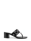 Balenciaga City Tong Leather Heeled Sandals In Black