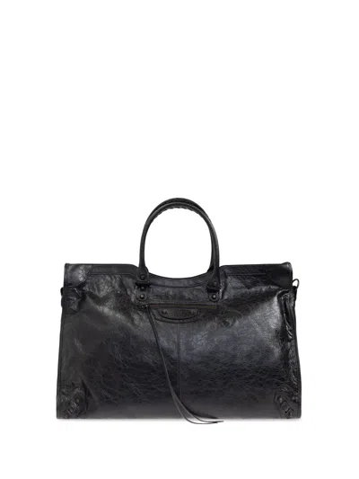Balenciaga City Travel Leather Tote Bag In Black