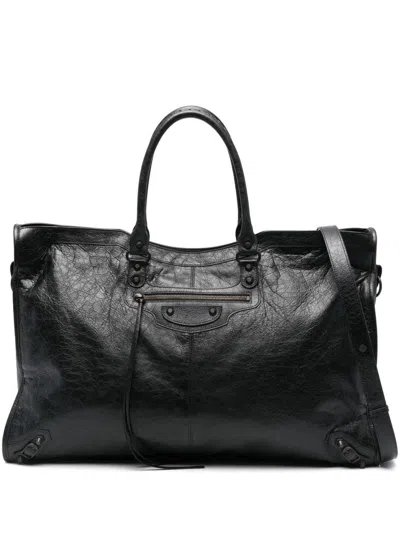 Balenciaga City Travel Leather Tote Bag In Black