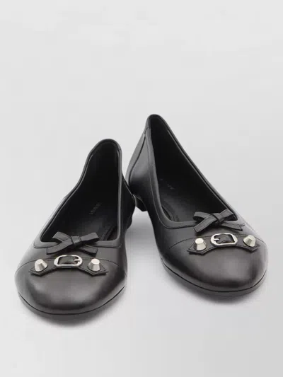 Balenciaga City Up Ballet Flats Leather Bow In Black
