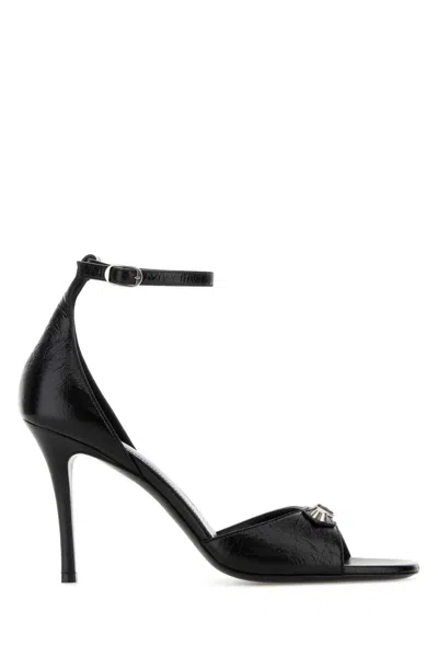 Balenciaga City Up Leather Sandals With 10 Cm Heel In Black