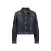 Balenciaga Off-shoulder Dark Blue Cotton Jacket In Blue