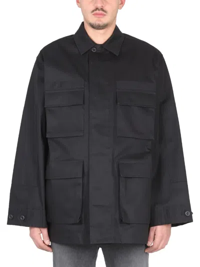 Balenciaga Classic Cargo Jacket With Shirt Collar In Black