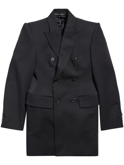 Balenciaga Wool Double-breasted Jacket In Negro