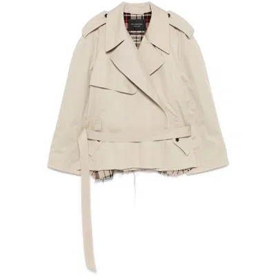 Balenciaga Classic Fit Cropped Trench Coat In Neutral