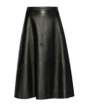 Balenciaga Midi Flared Leather Skirt In Black