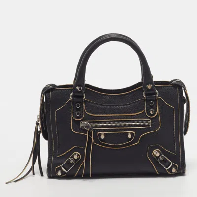 Pre-owned Balenciaga Classic Highlight City Mini Black Leather Bag