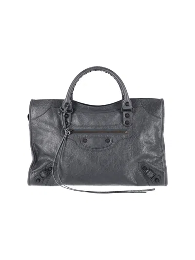 Balenciaga Classic Leather Tote Bag In Gray