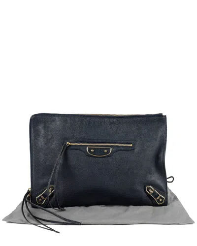 Balenciaga Classic Metallic Edge Medium Clutch (authentic Pre-loved) In Black