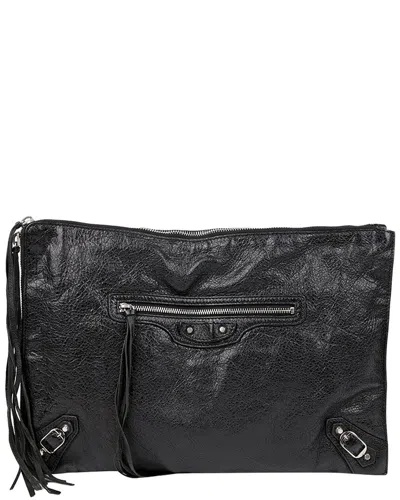 Balenciaga Classic Motor Clutch (authentic Pre-loved) In Black
