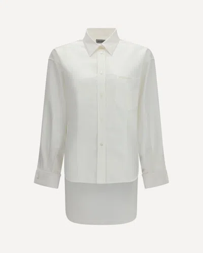 Balenciaga Classic Shirt In Silk Poplin And Cotton Organdy In White