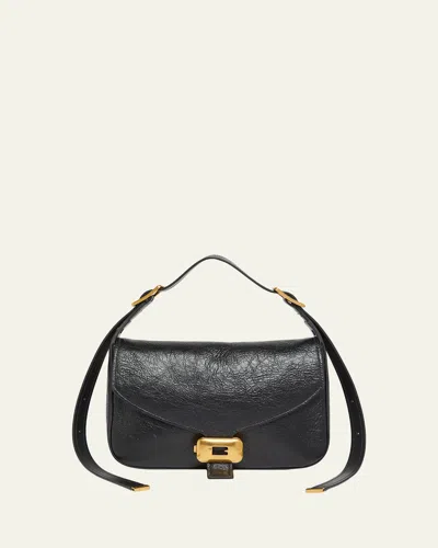 BALENCIAGA CLICCA B-BUCKLE LEATHER SHOULDER BAG