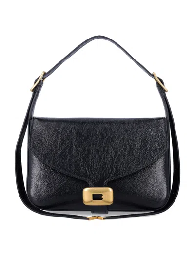 Balenciaga Clicca Medium Shoulder Bag With Adjustable Double Buckle Strap In Black