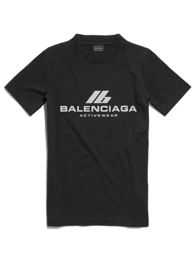 Balenciaga Close-fitting Activewear T-shirt In Black
