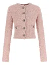 Balenciaga Cropped Tweed Cardigan In Pink