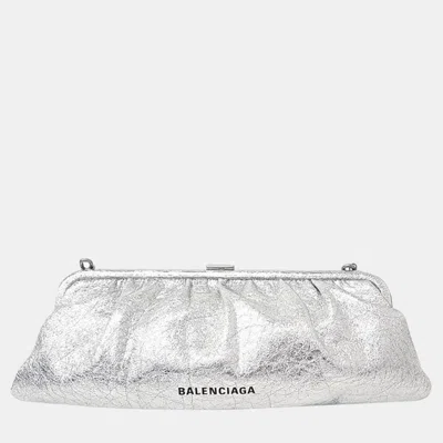 Pre-owned Balenciaga Cloud Xl Clutch Bag In Silver