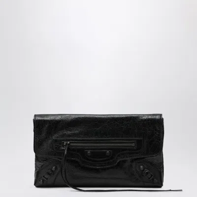 Balenciaga Clutch Le City In Black Arena Lambskin Leather