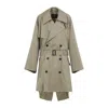 Balenciaga Beige Double-breasted Cotton Trench Coat In Green