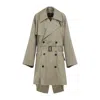 Balenciaga Beige Double-breasted Cotton Trench Coat In Green