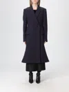 Balenciaga Midi Wool Coat Flared Hem In Blue