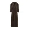 Balenciaga Long Faux Fur Maxi Coat With Chevron In Brown