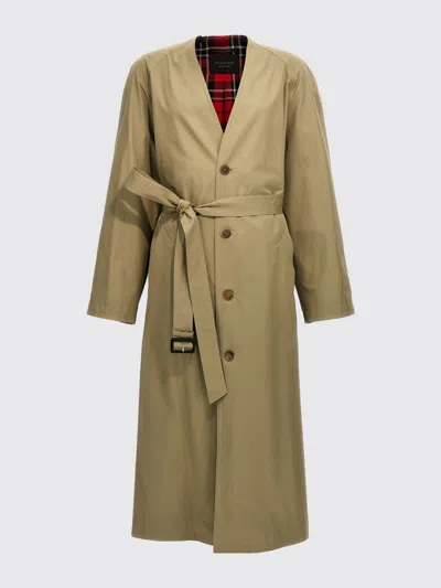 Balenciaga Beige Check Lining Oversize Trench Coat In Sand