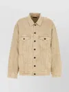 Balenciaga Beige Denim Jacket With Contrast Logo Embroidery In Neutral