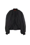 Balenciaga Black Bomber Draped Jacket With Elastic Rear Hem In Tech Fabric Woman