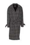 Balenciaga Checkered Pattern One Layer Coat In Gray