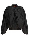 Balenciaga Black Bomber Draped Jacket With Elastic Rear Hem In Tech Fabric Woman