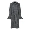 Balenciaga One Layer Checked Belted Coat In Gray