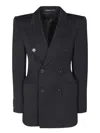 Balenciaga Hourglass Double-breasted Wool Blazer In Black
