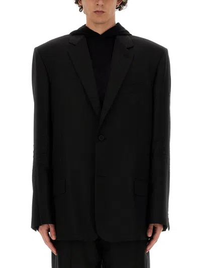Balenciaga Single-breasted Wool Blazer In Black
