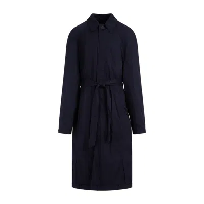 Balenciaga Belted Deconstructed Coat In Blue