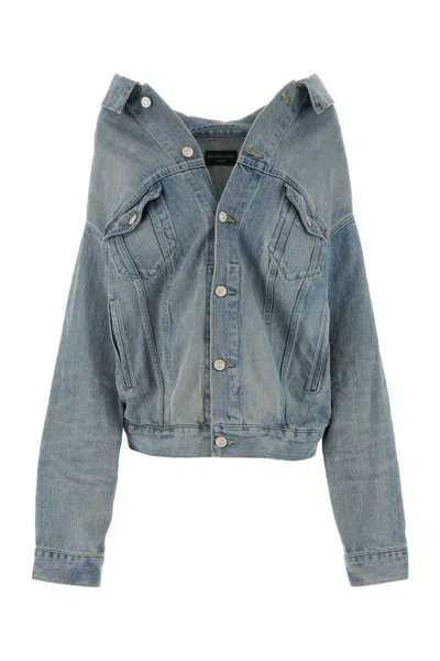 Balenciaga Women Denim Jacket In Blue