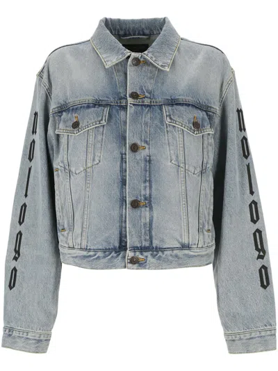 Balenciaga Washed Denim Jacket In Blue